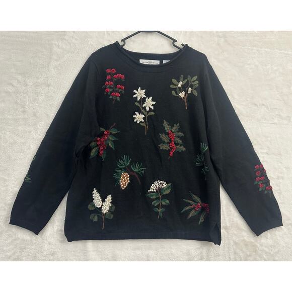 Vintage Marisa Christina Christmas 2003 Black Sweater L - Picture 1 of 8
